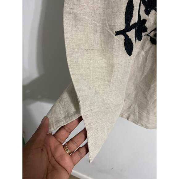 Sister Mary Ivy Jane Marta Tunic Dress Beige Black Linen Size Small - Picture 10 of 13